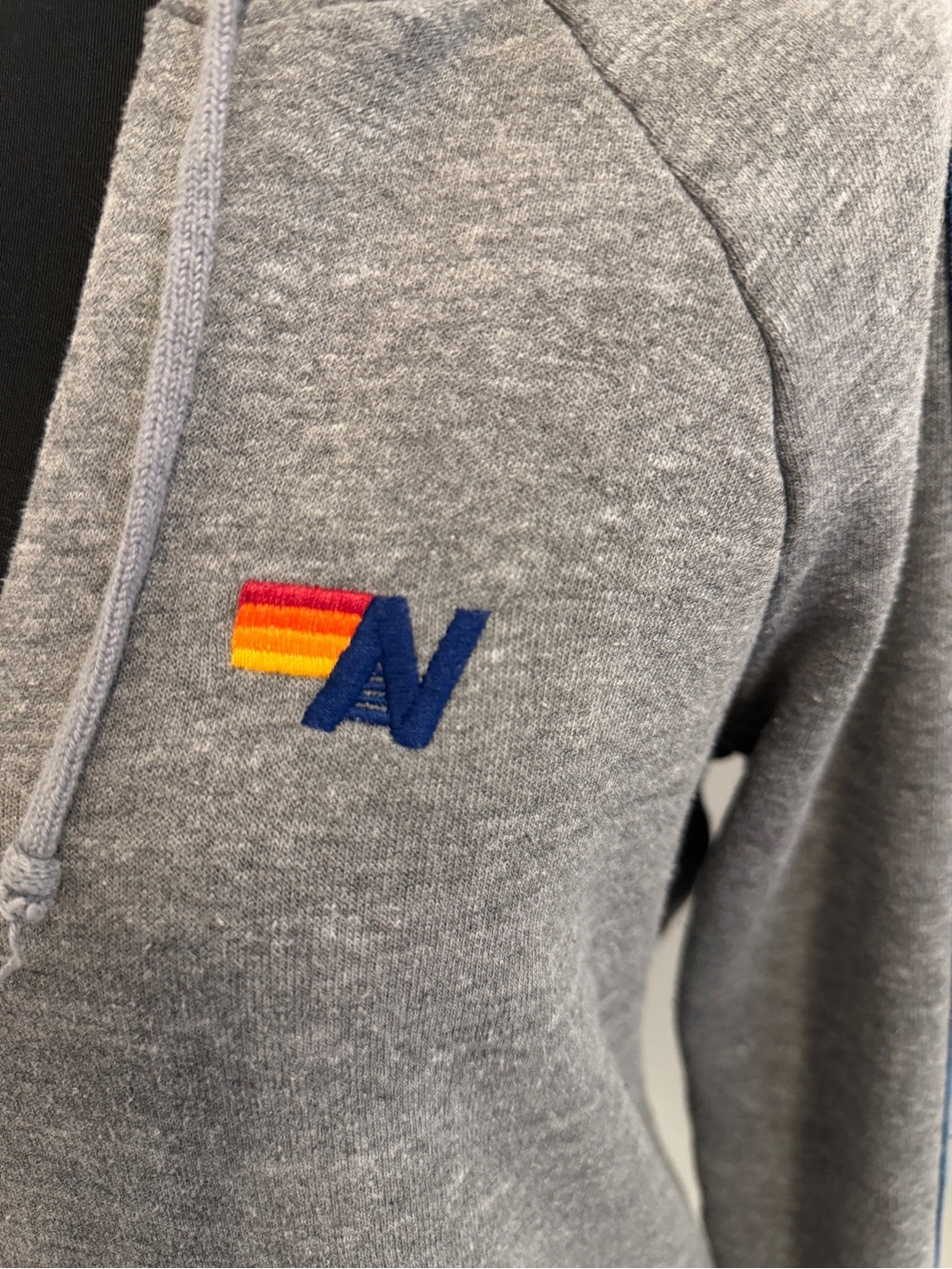 Aviator Nation - Heather Gray Hoodie - Rainbow Stripe Sleeves - Women’s Small - Picture 3 of 10